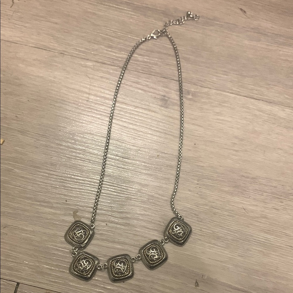 Intricate Silver Filigree Necklace with Symmetrical Pendants